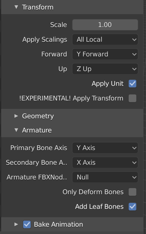 exporting unity models to fbx